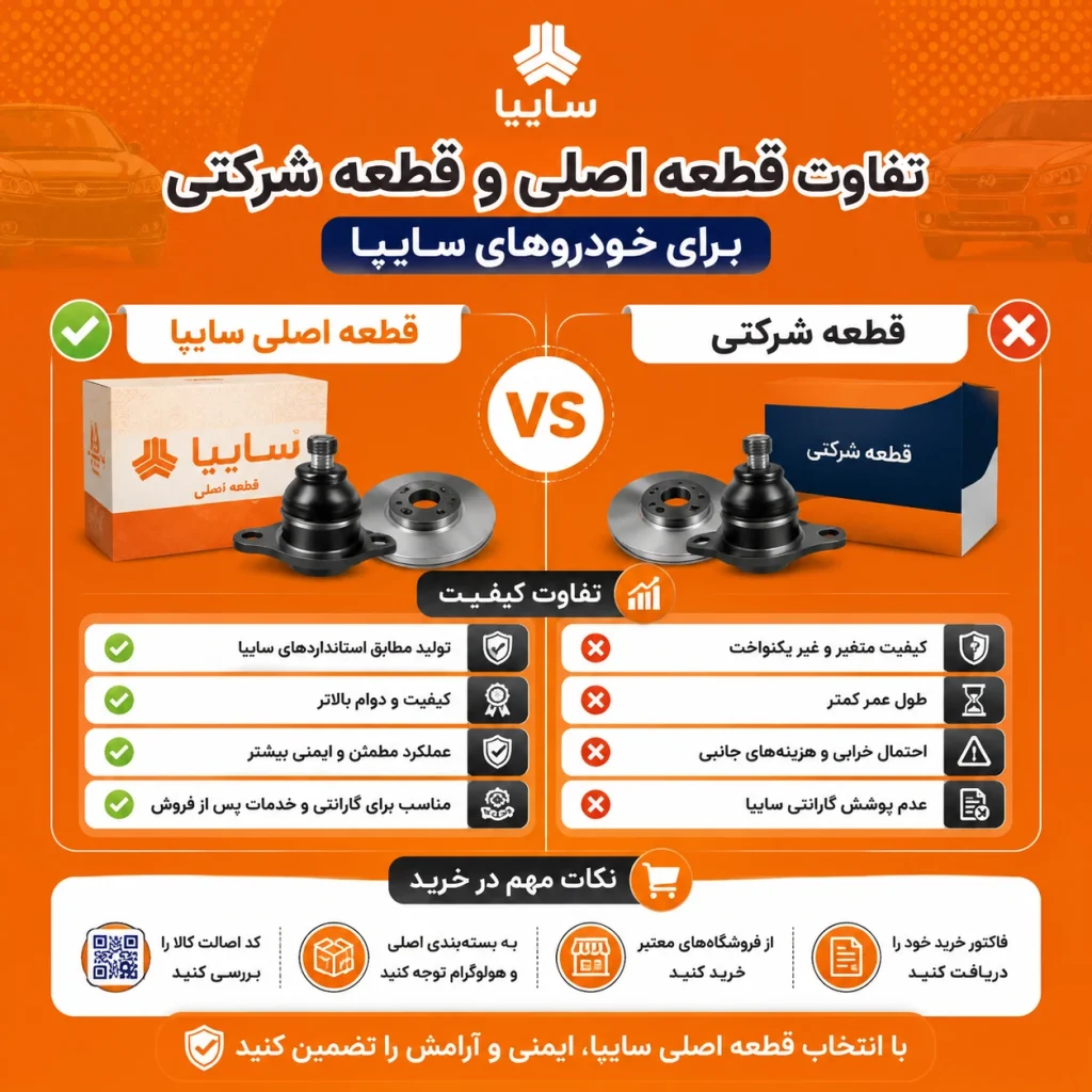 تفاوت قطعات اصلی و شرکتی